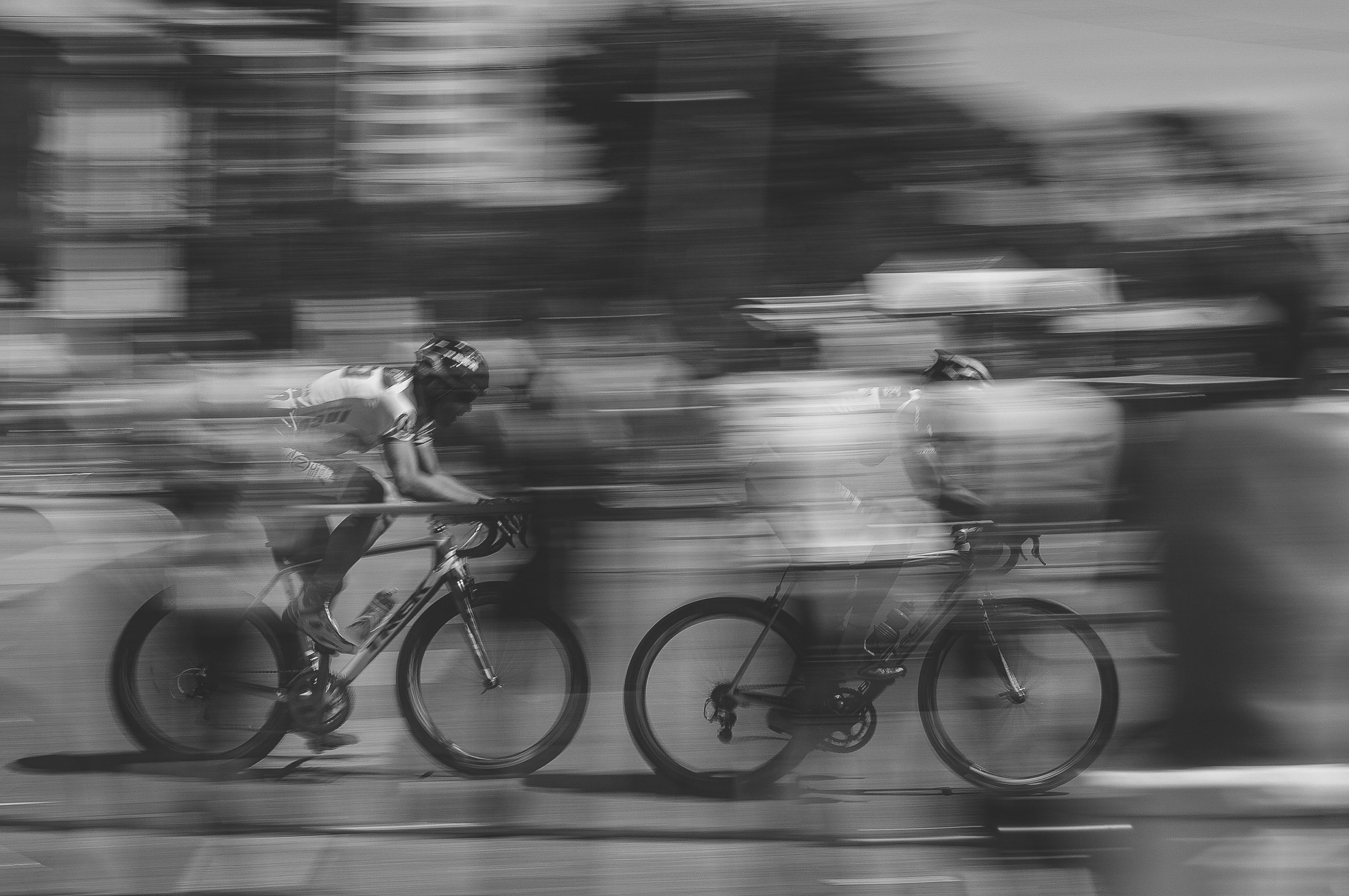 Peloton en mouvement, filé