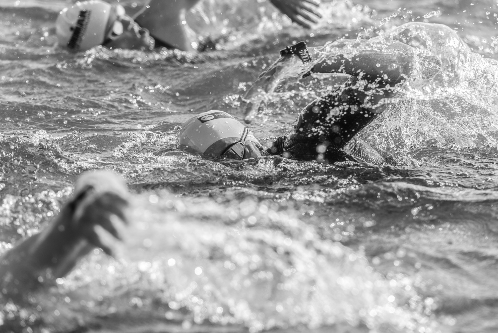 Départ de natation en eau libre, triathlon